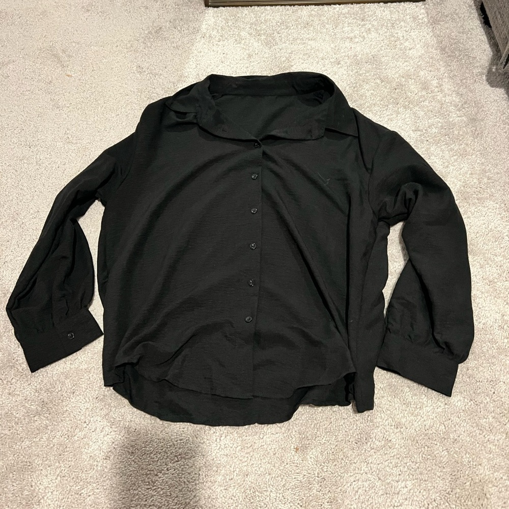 SHEIN Black Button Down Shirt